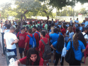תלמידים בפורום מועצות תלמידים ביום אתגר בפארק